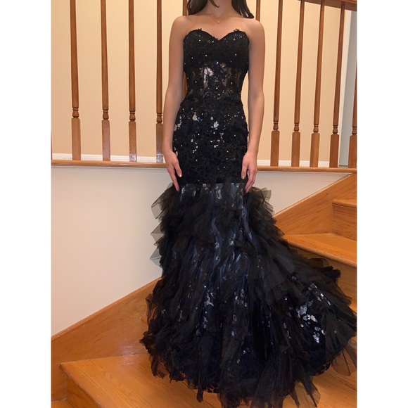 Jovani | Dresses | Jovani Black Lace Mermaid Prom Dress | Poshmark
